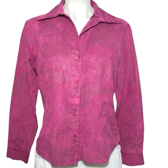 LEMON GRASS STUDIO Women’s Long Sleeved Double Button Down Shirt Large Purple - Picture 2 of 6
